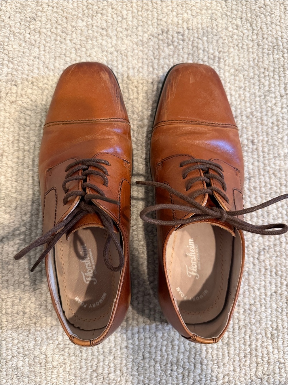 Florsheim Brown Leather Lace-Up Oxfords